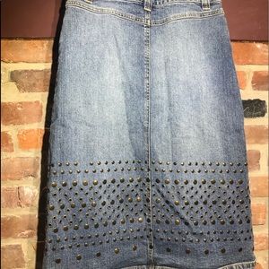 Michael Kors Blue Jean Skirt w/ Metal Stud Detail